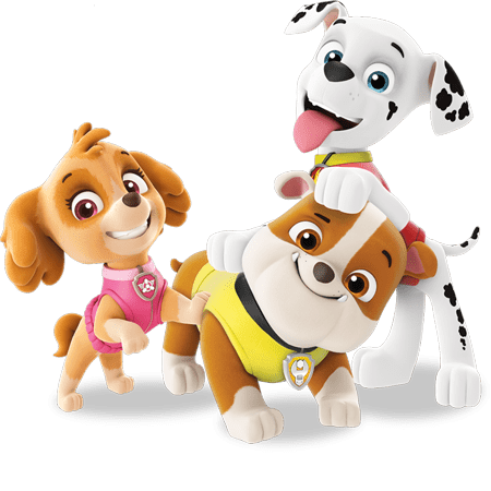 PAW Patrol characters Skye, Rubble and Marshall